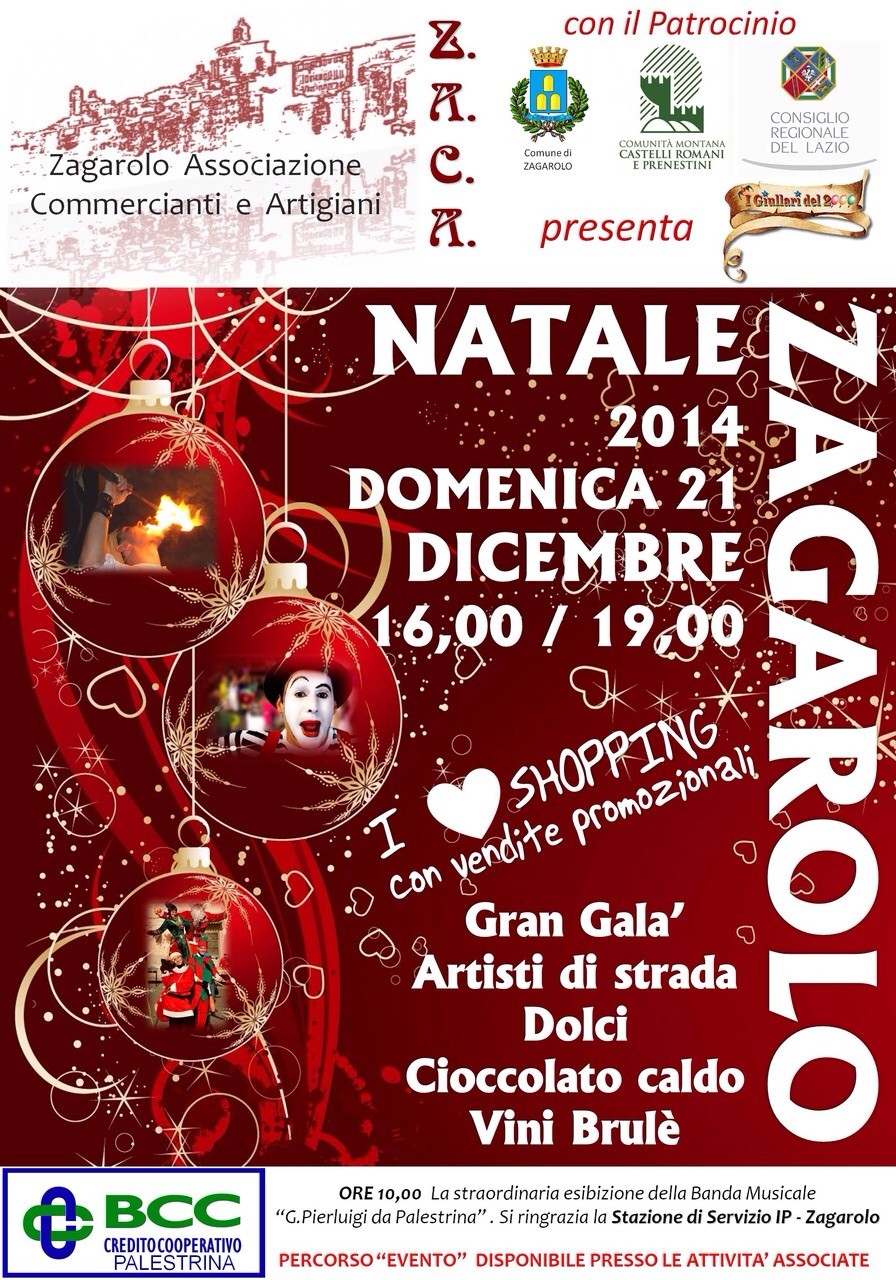 Evento Natalizio organizzato da Zagarolo Associazione Commercianti e Artigiani