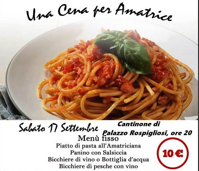 Sabato 17 Settembre – Una Cena per Amatrice @ Cantinone di Palazzo Rospigliosi