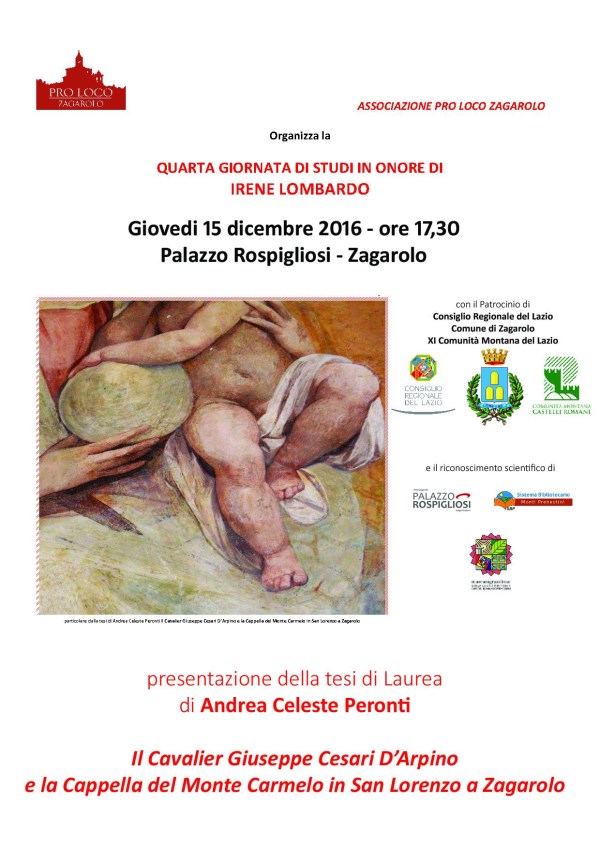 15 Dicembre IV Giornata di Studi in Onore di Irene Lombardo – Palazzo Rospigliosi