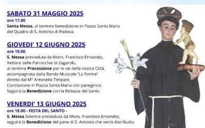 Zagarolo celebra la Festa di Sant’Antonio di Padova