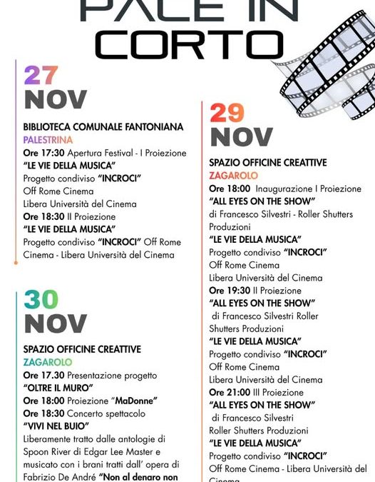 🎬 Pace in Corto – Il Festival del Cinema per la Pace arriva a Zagarolo