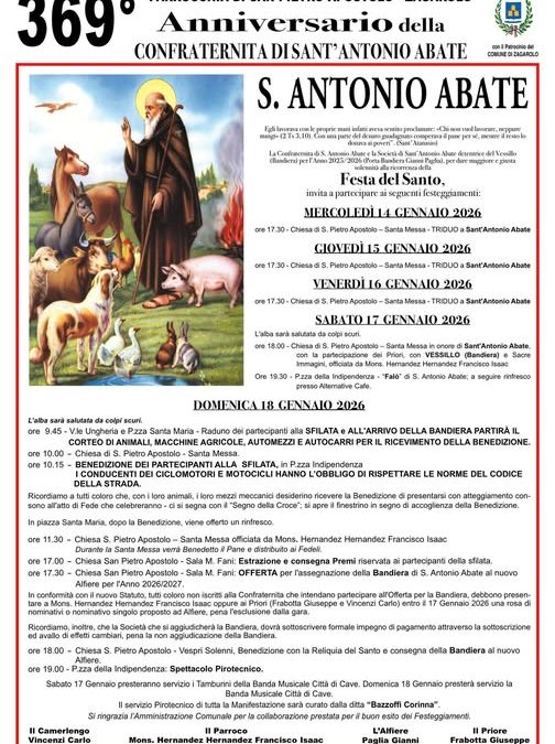 🔥 Sant’Antonio Abate a Zagarolo – Tradizione, fede e folklore dal 14 al 18 gennaio 2026